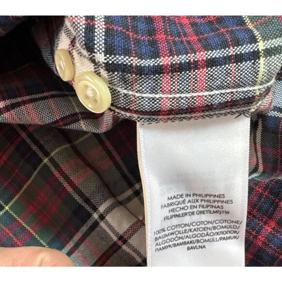 Ralph Lauren Polo Red White Green Blue Windowpane Plaid Medium Long Sleeve Shirt - Picture 13 of 16